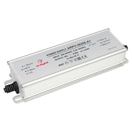 Блок питания ARPV-36250-A1 (36V, 6.95A, 250W) (Arlight, IP67 Металл, 3 года) | 035967 Arlight