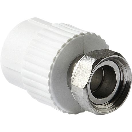 Муфта комбинированная 20x1/2' ВР, накидная гайка, полипропиленовая PPR белая - PA29008 PRO AQUA