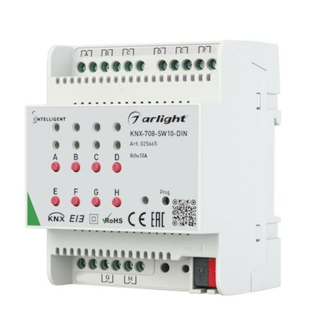 Релейный модуль KNX-708-SW10-DIN (BUS, 8x10A) (ARL, -) - 025665 Arlight