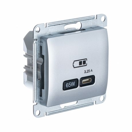 Розетка USB Glossa тип C 65Вт QC PD высокоскор. ЗУ механизм алюм. SE GSL000327 APC