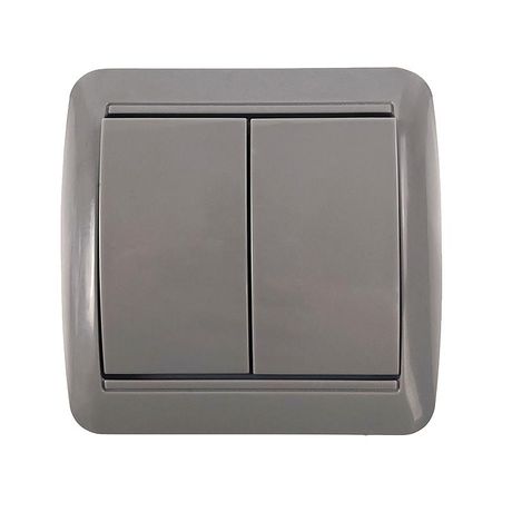 Выключатель 2-кл. ОП Клио 10А IP44 сер. UNIVersal К2223-Gr Союз