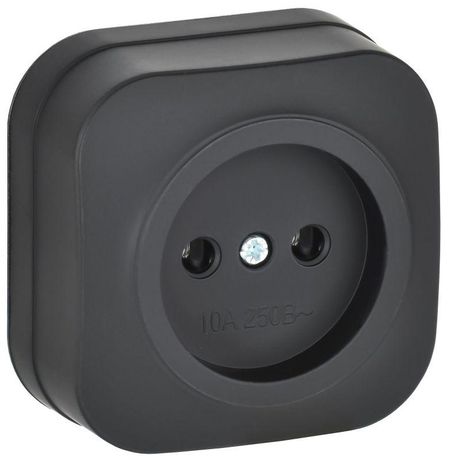 Розетка ОП GLORY РС20-2-ХЧм 10А без заземл. защ. шторок черн. матов. IEK ERH10-K02M-10