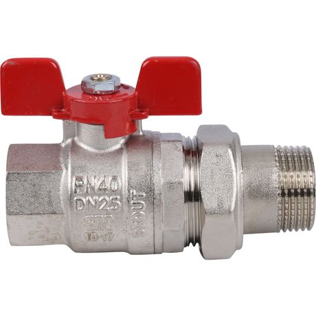Кран шаровой со сгоном 1' ВН ручка бабочка (EPDM) - RG008SHJK0E2HN STOUT SVB-1007-000025