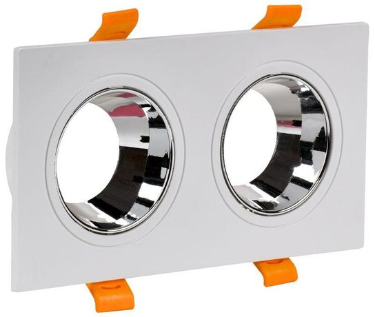 Светильник точечный 4108 встр. поворотн. 2хGU10 белый/хром пласт. | LT-UVB0-4108-GU10-2-K23 IEK