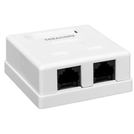 Розетка настенная TERACOM PRO Cat.6 неэкранированная 2 порта RJ-45 Dual IDC белая | TRP-WBOX-2RJ45-6UTP-WH EKF