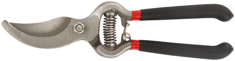 Секатор садовый режущие кромки внахлест цельнокованый ПВХ покрытие ручек 200мм КУРС 76266