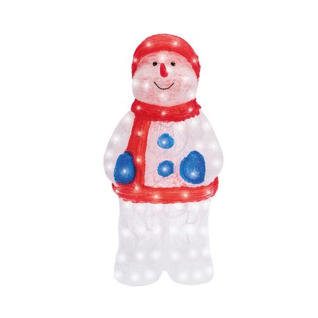 Акриловая профессиональная светодиодная фигура Снеговик в синих варежках 31х25х59 см, IP65, понижающий трансформатор комплекте NEON-NIGHT - 513-283