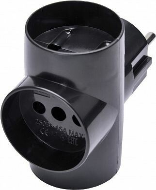 Сетевой разветвитель 250В 10A IP20 черный - 39001 ADP10-15-20 FERON