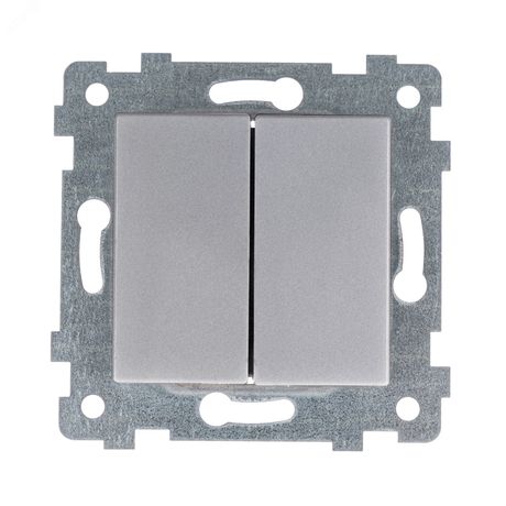 Аксиома Механизм выключателя двухклавишного скрытой установки С510-449 Алюминий - 121021 Кунцево