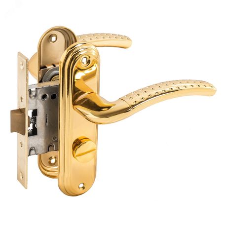 Защелка БУЛАТ ЗЩ1-Д01.05 (Л) АЛЬФА золото ЛЕВАЯ ВНУТР/ПРАВАЯ НАРУЖНЯЯ с фиксацией - 13957 ПТК