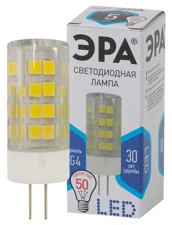 Лампа светодиодная LED 5 Вт 400Лм 4000К капсула нейтральный G4 170-265В JC-5W-220V-CER-840-G4 Standart - Б0027858 ЭРА