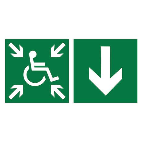 Знак безопасности BL-3015B.E78"Указ. двери пункта сбора(безоп.зоны)МГН(прав.)" | a19337 Белый свет BS