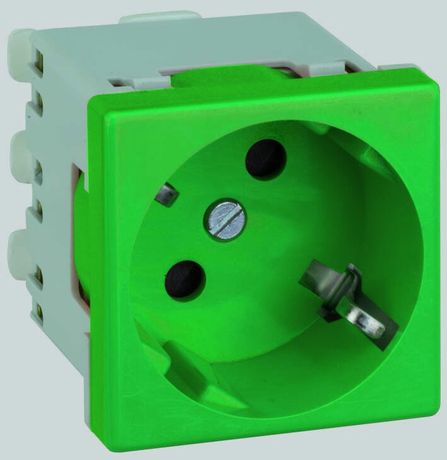 Розетка 1-м СП Simon Connect 16А IP20 250В 2P+E с заземл. модуль K45 45х45 безвинт. клеммы зел. K11-27