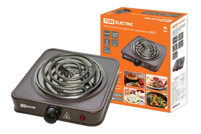 Электроплитка одноконф. ЭПС1 230 В, 1 кВт, спираль, коричневая, | SQ2504-0011 TDM