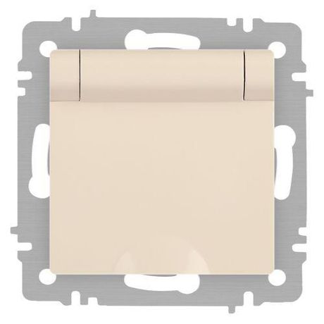 Розетка однофазная скрытого монтажа, в рамку с заземлением без шторок слоновая кость крышкой 16А 250В IP20 винтовые зажимы 6-203-02 Intro Accent - Б0063716 ЭРА