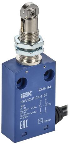 Выключатель концевой C6N-124 толкатель с нажимным роликом резьбовое крепление IP67 IEK - KKV12-P124-1-67