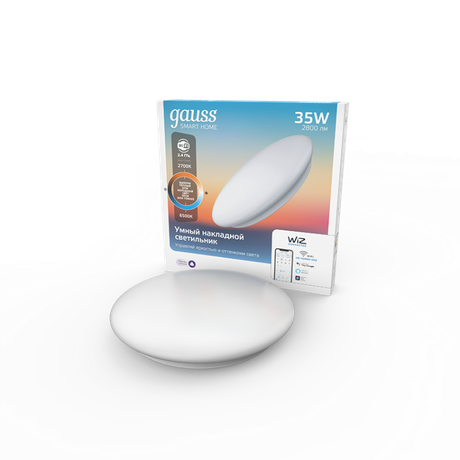 Светильник светодиодный накладной умный ДБО 35 Вт 2800 лм 2700-6500К AC 220В IP20 круг D400х70мм изменение цветовой температуры и диммирование управление по Wi-Fi Smart Home Gauss - 2060112