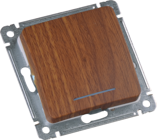 Переключатель скрытой установки, одноклавишный, с индикацией, механизм, цвет дуб | ВС10-462-05 HEGEL