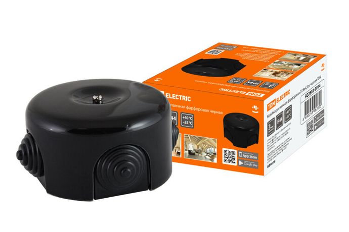 Коробка распаячная фарфоровая D7,8х4,5см черная | SQ2802-0014 TDM