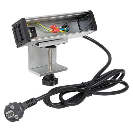 Встраиваемый настольный розеточный блок для крепления к столу, 8 модулей, C-Line, металлик | cl-vnbco-8-s EKF