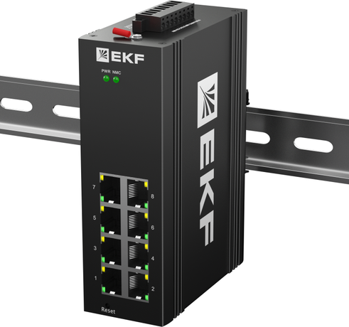 Промышленный управляемый коммутатор уровня L2 ML2-8GTP, 8 портов 10/100/1000Base-T(X) RJ45 c PoE, монтаж на динрейку TSX |TSX-ML2-8GTP|EKF