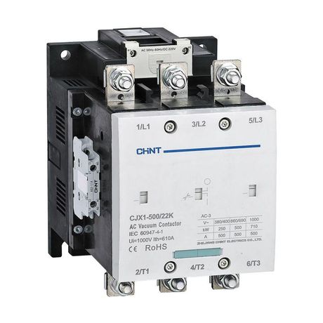 Контактор вакуумный CJX1-500/22K 500А(АС3) 2НО+2НЗ AC/DC 110В 50/60Гц | 275714 CHINT