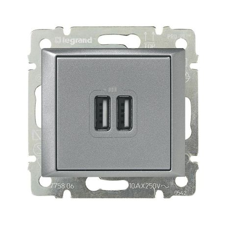Розетка USB 2-м СП Valena алюм. Leg 770270 Legrand