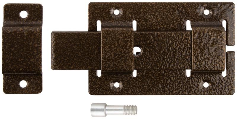 Задвижка накладная усиленная для дверей прямоугольный ригель бронза 66692