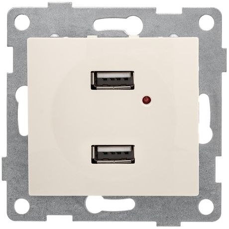 Розетка USB Bravo, механизм, двойной, бежевый - С10USB2-003 GUSI