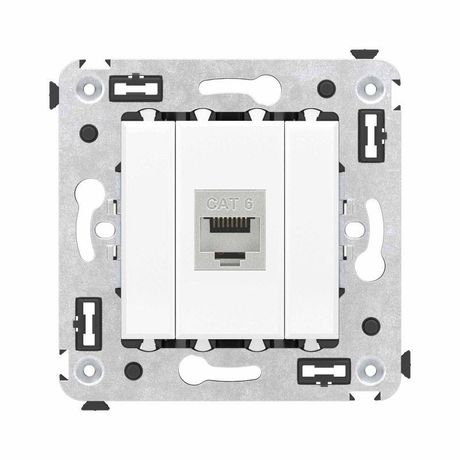 Компьютерная розетка RJ-45 без шторки в стену, кат.6 одинарная экранированная, "Avanti", "Белое облако" | 4400793 DKC ДКС