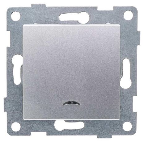 Выключатель одноклавишный Ugra инд, механизм, 10А, 250В, серебро - С11В18-004 GUSI