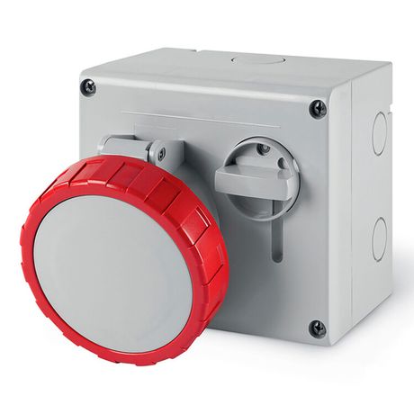Розетка наружной установки IP67 32А 3P+E+N 400В с механической блокировкой и верхним расположением разъема - DIS5053287 ДКС