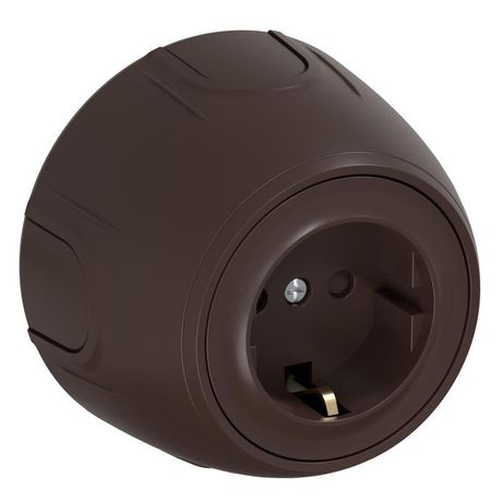 Розетка с заземлением Rotondo, защитные шторки, винтовые контакты, цвет коричневый - 7700878 ССТ