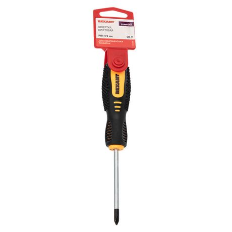 Отвертка крестовая PH 1х75 мм, двухкомпонентная рукоятка | 12-6404 REXANT MEET