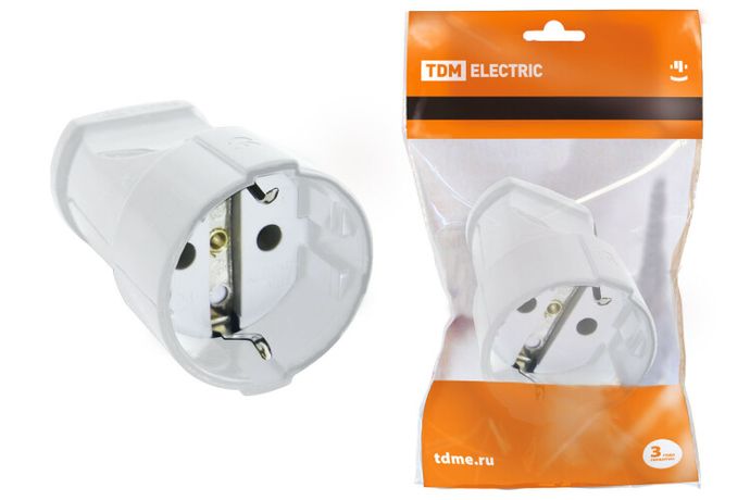 Кабельная розетка 2П+З 16А 250B белая | SQ1806-0131 TDM