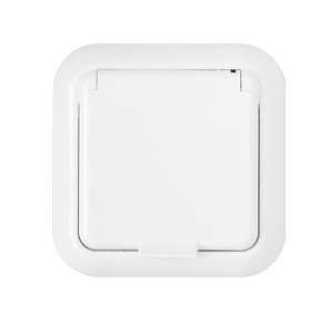 Розетка 1-м СП 16А IP44 с заземл. защ. шторки крышкой бел. Bylectrica РС16-398