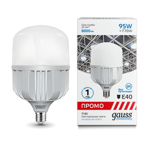Лампа светодиодная LED 95 Вт 8800 лм 6500К AC180-240В E40 цилиндр Т160 холодная PROMO Elementary Gauss - 60430