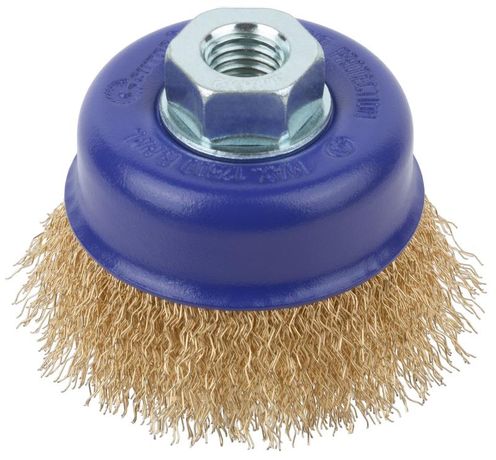 Щетка для УШМ, М14, Чашка, латунированная витая проволока 0,3 мм, 75 блистер, Profi - 82-894 РОС