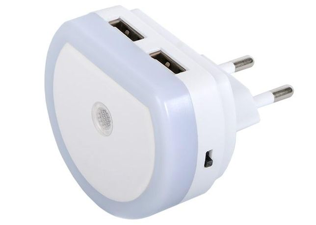 Ночник NL-01 USB-датчик освещения 2хUSB-выход ФАZА 5034716 ФАЗА