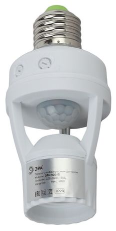 Датчик движения MD 015 белый E27 60Вт 360гр 6м IP20 (50/1600) | Б0043792 ЭРА