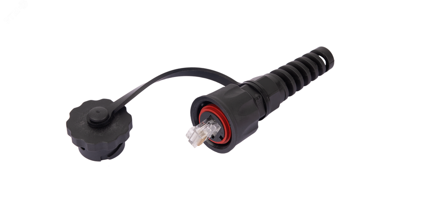 Индустриальный коннектор RJ45/8P8C Cat 6 50мкд неэкранированный IP67 черный - NMC-RJ88RA50UE3-IS-BK NIKOMAX ЭКО50018