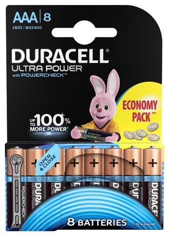 Элемент питания алкалиновый AAA/LR03-8BL Ultra Power (блист.8шт) Duracell Б0038765