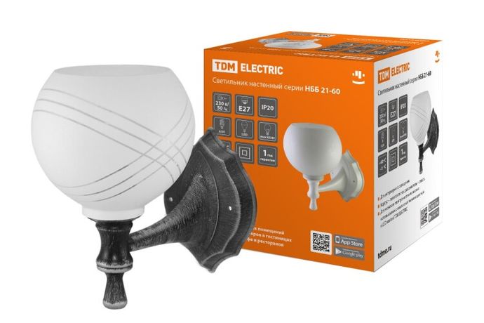 Светильник НББ 21-60-1322 УХЛ4 (черный под серебро, плафон полушар "параллели") | SQ0370-0204 TDM