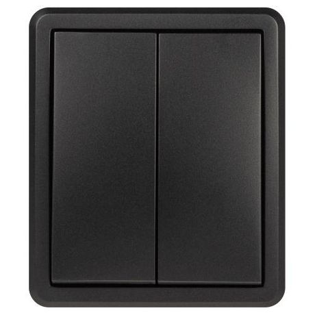 Выключатель двухклавишный наружный (открытой установки) с подсветкой IP 20 антрацит 10А 250В винтовые зажимы ЭРА Эксперт 11-1205-05 - Б0063021