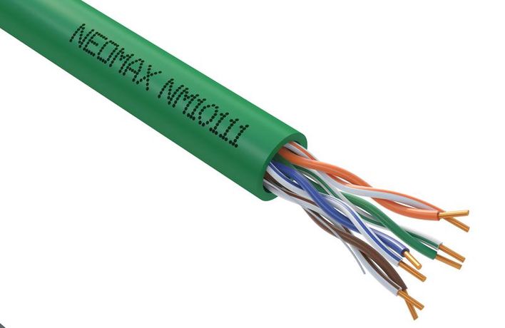 Кабель витая пара U/UTP кат.5E 4х2х24AWG (0.51мм) solid CU LSZH нг(А)-HF зел. (NM10111) (уп.305м) NEOMAX 1179819