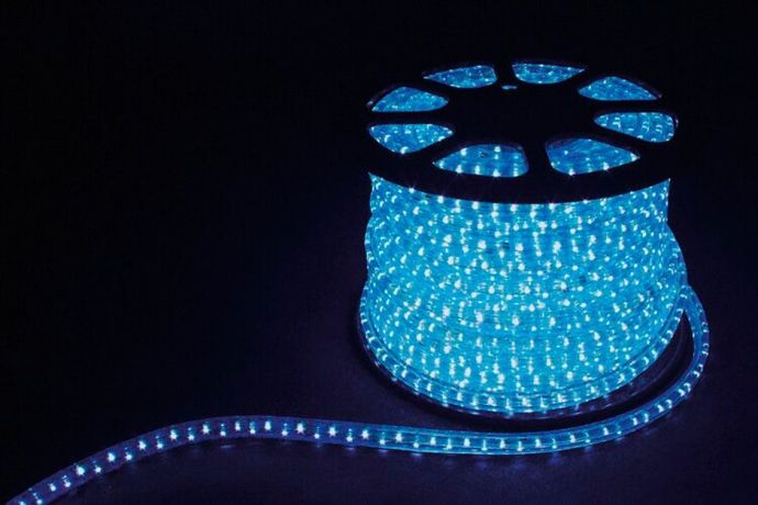 Дюралайт светодиодный 2W 100м 13мм 230V 36LED/м 1,44Вт/м (2м/отрез), 2 аксесс., синий/ LED-R2W | 26065 FERON