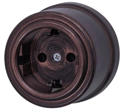 Розетка 1-м ОП Лизетта 16А IP20 ретро с заземл. ABS-пластик медн. век Bironi B1-101-16