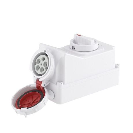 Розетка наружной установки с механической блокировкой и боковым расположением разъема IP67 32А 3P+E+N - DIS5613287 ДКС