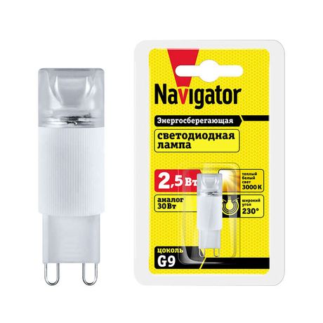 Лампа светодиодная 94 399 NLL-G9-2.5-230-3K 2.5Вт капсульная 3000К тепл. бел. G9 120лм 220-240В Navigator 94399 18314