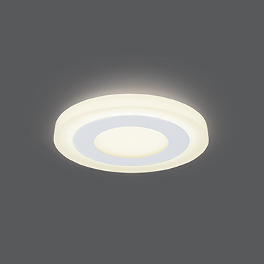 Светильник светодиодный встраиваемый ДВО-3+3 Вт 350Лм 3000К круг белый IP20 3 режима LED монтажный d85 мм 105х31 180-265 В Backlight Gauss - BL114